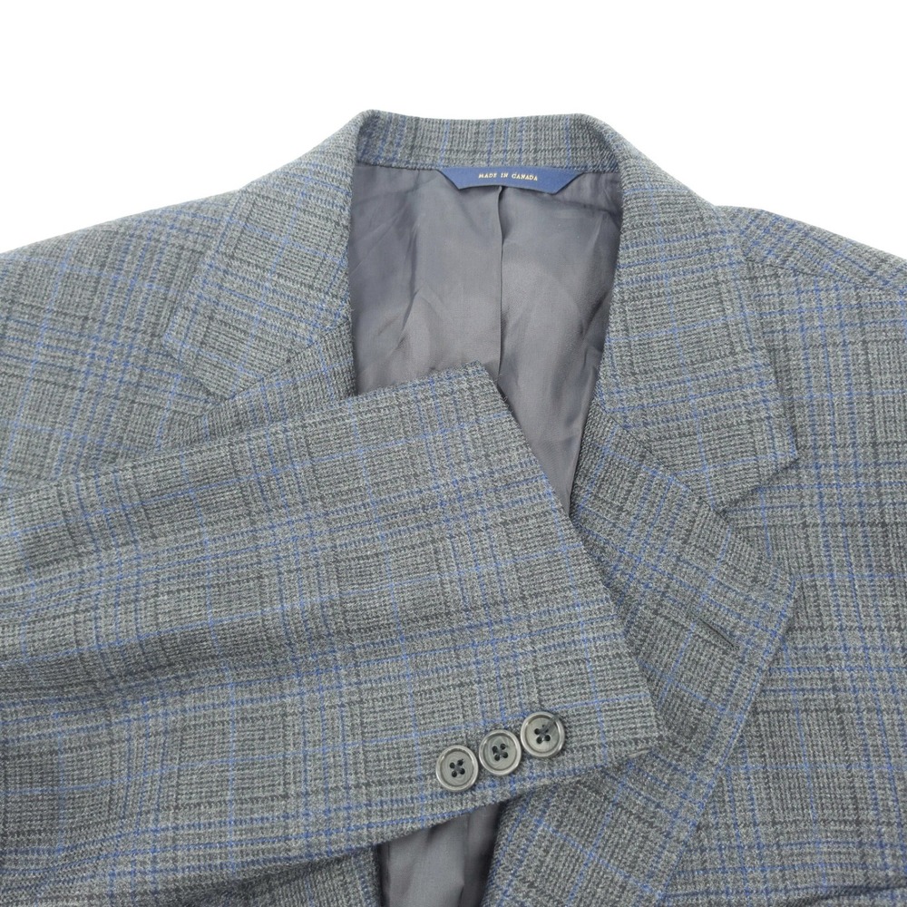 Brooks Brothers Men Sport Coat 100% Wool Grey Blue Glen Plaid 42R Madison Blazer